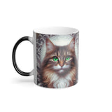 Coffee mug with AI generated cat portrait  left side