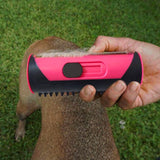 Showcasing a dog's hair removed by the Multipurpose Pet Hair Comb for Dogs and Cats