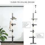 Cat Tree 5-Tier Floor to Ceiling Cat Tower Adjustable Height