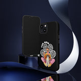 The "Fur Mom" design on the phone case, featuring a woman and her dog for iPhone 13 14 15