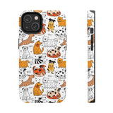 A premium quality dog cartoon printed tough iPhone case for iPhone 14 to iPhone 7. The case is made of durable Lexan plastic with a lay-flat bezel, flexible rubber liner, glossy finish, and UV protection. The case features a cartoon print of dogs laughing, making it a fun and stylish way to protect your phone.