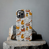 A premium quality dog cartoon printed tough iPhone case for iPhone 14 to iPhone 7. The case is made of durable Lexan plastic with a lay-flat bezel, flexible rubber liner, glossy finish, and UV protection. The case features a cartoon print of dogs laughing, making it a fun and stylish way to protect your phone.