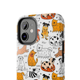 A premium quality dog cartoon printed tough iPhone case for iPhone 14 to iPhone 7. The case is made of durable Lexan plastic with a lay-flat bezel, flexible rubber liner, glossy finish, and UV protection. The case features a cartoon print of dogs laughing, making it a fun and stylish way to protect your phone.