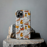 A premium quality dog cartoon printed tough iPhone case for iPhone 14 to iPhone 7. The case is made of durable Lexan plastic with a lay-flat bezel, flexible rubber liner, glossy finish, and UV protection. The case features a cartoon print of dogs laughing, making it a fun and stylish way to protect your phone.