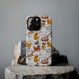 A premium quality dog cartoon printed tough iPhone case for iPhone 14 to iPhone 7. The case is made of durable Lexan plastic with a lay-flat bezel, flexible rubber liner, glossy finish, and UV protection. The case features a cartoon print of dogs laughing, making it a fun and stylish way to protect your phone.