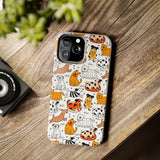 A premium quality dog cartoon printed tough iPhone case for iPhone 14 to iPhone 7. The case is made of durable Lexan plastic with a lay-flat bezel, flexible rubber liner, glossy finish, and UV protection. The case features a cartoon print of dogs laughing, making it a fun and stylish way to protect your phone.