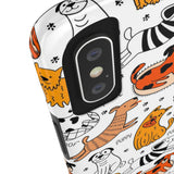 A premium quality dog cartoon printed tough iPhone case for iPhone 14 to iPhone 7. The case is made of durable Lexan plastic with a lay-flat bezel, flexible rubber liner, glossy finish, and UV protection. The case features a cartoon print of dogs laughing, making it a fun and stylish way to protect your phone.