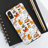 A premium quality dog cartoon printed tough iPhone case for iPhone 14 to iPhone 7. The case is made of durable Lexan plastic with a lay-flat bezel, flexible rubber liner, glossy finish, and UV protection. The case features a cartoon print of dogs laughing, making it a fun and stylish way to protect your phone.