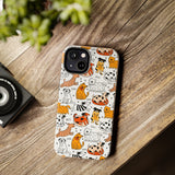 A premium quality dog cartoon printed tough iPhone case for iPhone 14 to iPhone 7. The case is made of durable Lexan plastic with a lay-flat bezel, flexible rubber liner, glossy finish, and UV protection. The case features a cartoon print of dogs laughing, making it a fun and stylish way to protect your phone.
