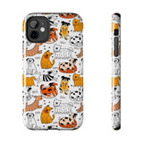 A premium quality dog cartoon printed tough iPhone case for iPhone 14 to iPhone 7. The case is made of durable Lexan plastic with a lay-flat bezel, flexible rubber liner, glossy finish, and UV protection. The case features a cartoon print of dogs laughing, making it a fun and stylish way to protect your phone.