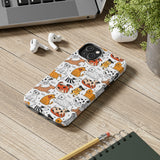 A premium quality dog cartoon printed tough iPhone case for iPhone 14 to iPhone 7. The case is made of durable Lexan plastic with a lay-flat bezel, flexible rubber liner, glossy finish, and UV protection. The case features a cartoon print of dogs laughing, making it a fun and stylish way to protect your phone.