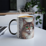 Coffee mug with AI generated cat portrait 