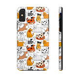 A premium quality dog cartoon printed tough iPhone case for iPhone 14 to iPhone 7. The case is made of durable Lexan plastic with a lay-flat bezel, flexible rubber liner, glossy finish, and UV protection. The case features a cartoon print of dogs laughing, making it a fun and stylish way to protect your phone.
