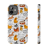 A premium quality dog cartoon printed tough iPhone case for iPhone 14 to iPhone 7. The case is made of durable Lexan plastic with a lay-flat bezel, flexible rubber liner, glossy finish, and UV protection. The case features a cartoon print of dogs laughing, making it a fun and stylish way to protect your phone.