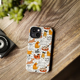 A premium quality dog cartoon printed tough iPhone case for iPhone 14 to iPhone 7. The case is made of durable Lexan plastic with a lay-flat bezel, flexible rubber liner, glossy finish, and UV protection. The case features a cartoon print of dogs laughing, making it a fun and stylish way to protect your phone.