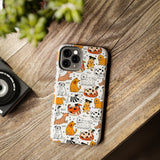 A premium quality dog cartoon printed tough iPhone case for iPhone 14 to iPhone 7. The case is made of durable Lexan plastic with a lay-flat bezel, flexible rubber liner, glossy finish, and UV protection. The case features a cartoon print of dogs laughing, making it a fun and stylish way to protect your phone.