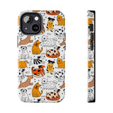 A premium quality dog cartoon printed tough iPhone case for iPhone 14 to iPhone 7. The case is made of durable Lexan plastic with a lay-flat bezel, flexible rubber liner, glossy finish, and UV protection. The case features a cartoon print of dogs laughing, making it a fun and stylish way to protect your phone.