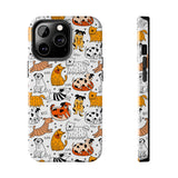 A premium quality dog cartoon printed tough iPhone case for iPhone 14 to iPhone 7. The case is made of durable Lexan plastic with a lay-flat bezel, flexible rubber liner, glossy finish, and UV protection. The case features a cartoon print of dogs laughing, making it a fun and stylish way to protect your phone.