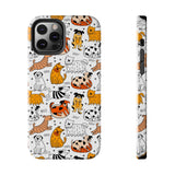 A premium quality dog cartoon printed tough iPhone case for iPhone 14 to iPhone 7. The case is made of durable Lexan plastic with a lay-flat bezel, flexible rubber liner, glossy finish, and UV protection. The case features a cartoon print of dogs laughing, making it a fun and stylish way to protect your phone.