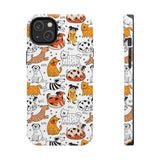 A premium quality dog cartoon printed tough iPhone case for iPhone 14 to iPhone 7. The case is made of durable Lexan plastic with a lay-flat bezel, flexible rubber liner, glossy finish, and UV protection. The case features a cartoon print of dogs laughing, making it a fun and stylish way to protect your phone.