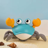 Close-up of the LED lights glowing on the Musical Crawling Crab Toy