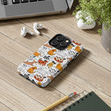 A premium quality dog cartoon printed tough iPhone case for iPhone 14 to iPhone 7. The case is made of durable Lexan plastic with a lay-flat bezel, flexible rubber liner, glossy finish, and UV protection. The case features a cartoon print of dogs laughing, making it a fun and stylish way to protect your phone.