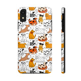 A premium quality dog cartoon printed tough iPhone case for iPhone 14 to iPhone 7. The case is made of durable Lexan plastic with a lay-flat bezel, flexible rubber liner, glossy finish, and UV protection. The case features a cartoon print of dogs laughing, making it a fun and stylish way to protect your phone.