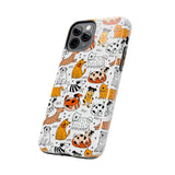 A premium quality dog cartoon printed tough iPhone case for iPhone 14 to iPhone 7. The case is made of durable Lexan plastic with a lay-flat bezel, flexible rubber liner, glossy finish, and UV protection. The case features a cartoon print of dogs laughing, making it a fun and stylish way to protect your phone.