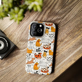 A premium quality dog cartoon printed tough iPhone case for iPhone 14 to iPhone 7. The case is made of durable Lexan plastic with a lay-flat bezel, flexible rubber liner, glossy finish, and UV protection. The case features a cartoon print of dogs laughing, making it a fun and stylish way to protect your phone.