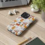 A premium quality dog cartoon printed tough iPhone case for iPhone 14 to iPhone 7. The case is made of durable Lexan plastic with a lay-flat bezel, flexible rubber liner, glossy finish, and UV protection. The case features a cartoon print of dogs laughing, making it a fun and stylish way to protect your phone.