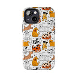 A premium quality dog cartoon printed tough iPhone case for iPhone 14 to iPhone 7. The case is made of durable Lexan plastic with a lay-flat bezel, flexible rubber liner, glossy finish, and UV protection. The case features a cartoon print of dogs laughing, making it a fun and stylish way to protect your phone.