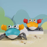 "Interactive LED Musical Crawling Crab Toy in action on a living room floor